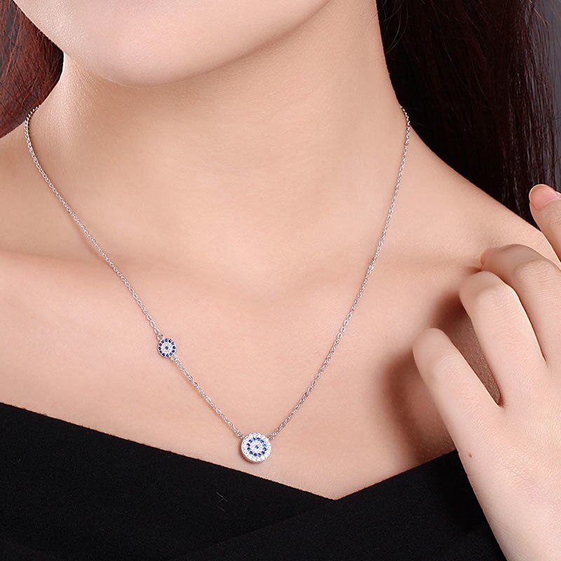 Silver Blue Eye Necklace